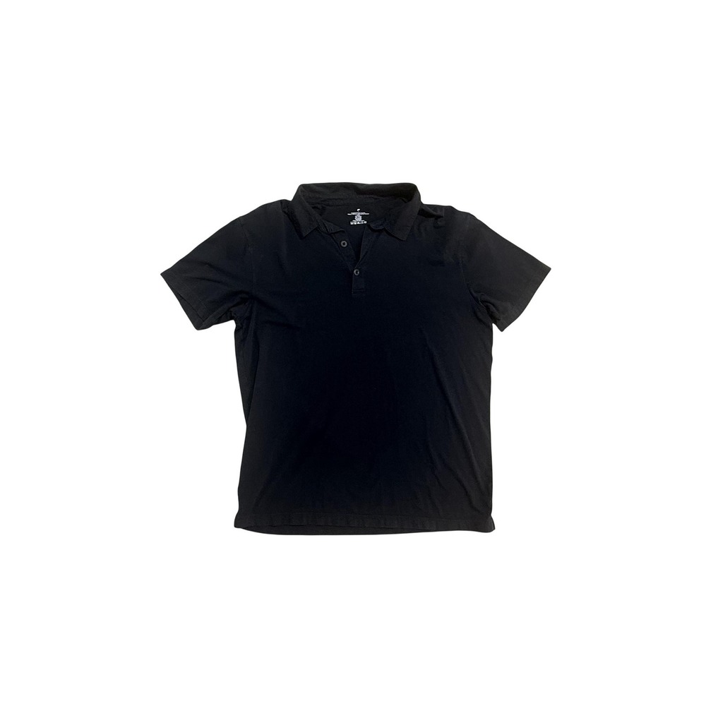 Fabletics Polo Shirt Mens Large Black Stretch Modal Blend Short Sleeve Top